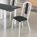 Ver imagem 3 de Kit com 06 Cadeiras para de Sala de Jantar Fortaleza Branco/Preto Liso
