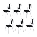Ver imagem 1 de Kit com 06 Cadeiras para de Sala de Jantar Fortaleza Branco/Preto Liso