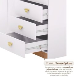 Cômoda Guarda-roupa Cristal 2 Portas 4 Gavetas - 7