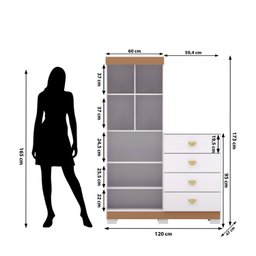 Cômoda Guarda-roupa Cristal 2 Portas 4 Gavetas - 3