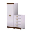Ver imagem 2 de Cômoda Guarda-Roupa Cristal 2 Portas 4 Gavetas