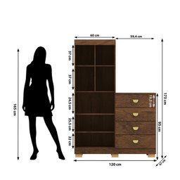 Cômoda Guarda-roupa Cristal 2 Portas 4 Gavetas - 3