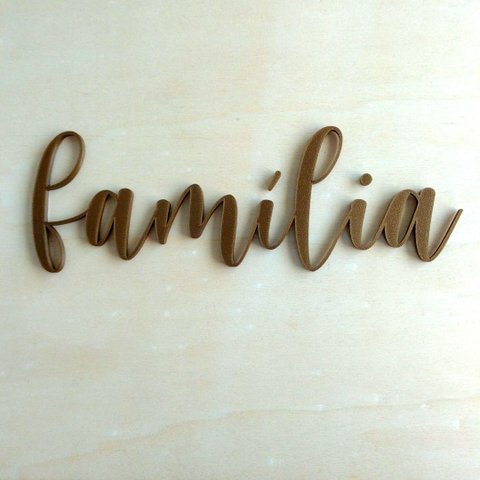 Adorno De Parede Família - Palavra Decorativa, Quadro, lettering - Toque 3D:Bronze