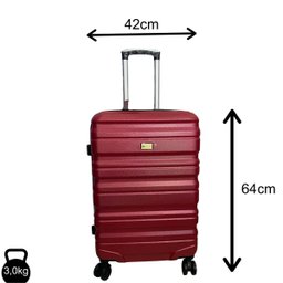 Mala Viagem Média Rígida Rodas 360º Vinho 42x25x64cm - 9