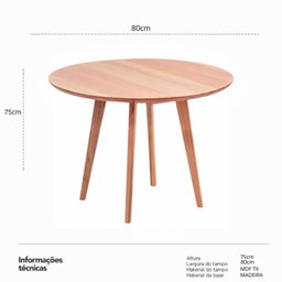 Mesa de Jantar Leda 80cm Redonda Resistente Base Metal - 3