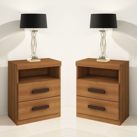Kit 2 Mesas de Cabeceira Criado Compacto Quarto Cama - Cinamomo
