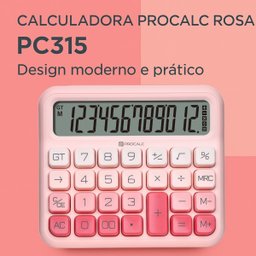 Calculadora Mesa Rosa 12 Dígitos Procalc Pc315 Softkey - 2