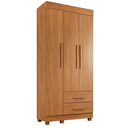 Ver imagem 2 de Guarda Roupa Solteiro 3 Portas 2 Gavetas com Pés 86cm Copacabana Cinamomo - Benetil