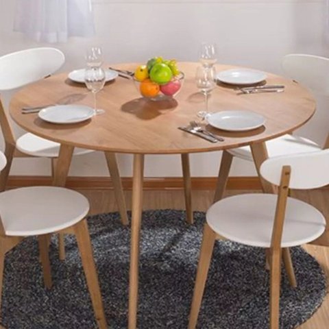Mesa de Jantar Mdf Ttx Leda Base Metal 110cm Redonda