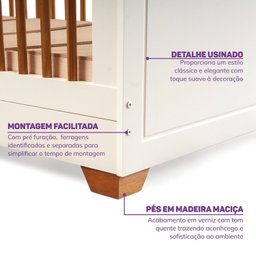 Berço Evolutivo 2 em 1 com Grades Palito em Madeira Maciça Baby Ananda Casatema - 4