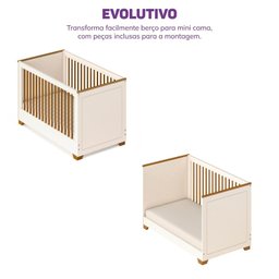Berço Evolutivo 2 em 1 com Grades Palito em Madeira Maciça Baby Ananda Casatema - 7