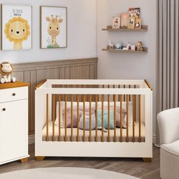Berço Evolutivo 2 em 1 com Grades Palito em Madeira Maciça Baby Ananda Casatema - 1