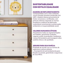 Cômoda 5 Gavetas 1 Porta com Tampo em Madeira Maciça Baby Ananda Casatema - 10