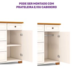 Cômoda 5 Gavetas 1 Porta com Tampo em Madeira Maciça Baby Ananda Casatema - 5