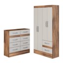 Ver imagem 2 de Quarto Infantil com Cômoda 8 Gavetas e Guarda-Roupa 4 Portas e 2 Gavetas Ninho Marrom/Castanho/Off White