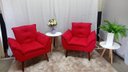 Ver imagem 1 de Kit 02 Poltrona Decorativa Opala Suede Vermelho -pandora Decor