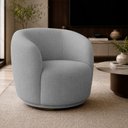 Ver imagem 1 de Poltrona Decorativa Sala de Estar Melissa Giratória Linho Cinza M1 - Monari Design