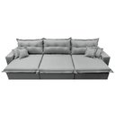 Ver imagem 5 de Sofá Retrátil e Reclinável 3.82m com Molas Ensacadas Cama inBox Prime Tecido Linho Cinza Claro