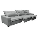 Ver mais imagens de Sofá Retrátil e Reclinável 3.82m com Molas Ensacadas Cama inBox Prime Tecido Linho Cinza Claro