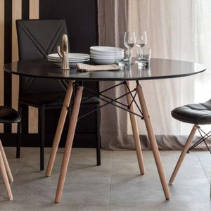 Mesa Cozinha Eames Eiffel 90cm Redonda Madeira Mdf Tx