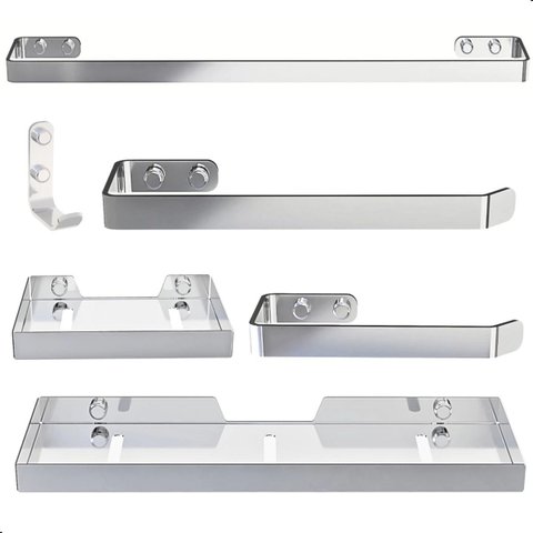 Kit  Acessórios Para Banheiro 6 Peças Cromado