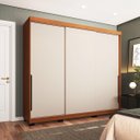 Ver imagem 1 de Roupeiro Madri 3 Portas de Correr 4 Gavetas 217x213cm Creme/Freijó 250704