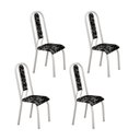 Ver imagem 1 de Kit com 04 Cadeiras 105cm x 50cm x 41cm Fortaleza Branco/Floral Preto