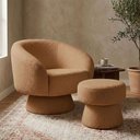 Ver imagem 1 de Poltrona Decorativa Fixa com Puff Liz Bouclé Terracota - Nexta Casa