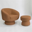 Ver imagem 2 de Poltrona Decorativa Fixa com Puff Liz Bouclé Terracota - Nexta Casa