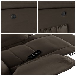 Poltrona do Papai Reclinável Sala de Cinema Madrid Glider Manual Giratória Massagem USB PU Marrom G2 - 8