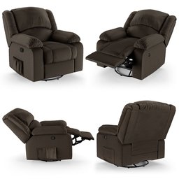 Poltrona do Papai Reclinável Sala de Cinema Madrid Glider Manual Giratória Massagem USB PU Marrom G2 - 7