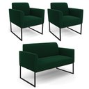 Ver imagem 1 de Namoradeira e 2 Poltronas Industrial Preto Marisa Bouclê Verde D03 - D’Rossi