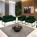 Ver imagem 2 de Namoradeira e 2 Poltronas Industrial Preto Marisa Bouclê Verde D03 - D’Rossi