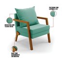 Ver imagem 4 de Poltrona Alice Suede Base De Madeira Cor Azul Turquesa