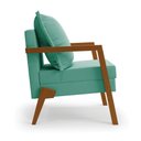 Ver imagem 6 de Poltrona Alice Suede Base De Madeira Cor Azul Turquesa