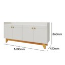 Ver imagem 3 de Buffet Munique 1.60 4 Portas com Pés em Madeira Maciça Off White Cerejeira Nevaska