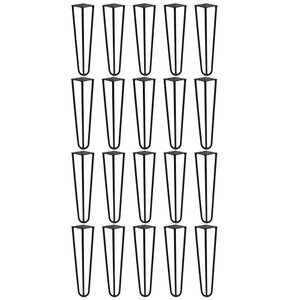 Kit 20 Pés de Metal 25 CM Hairpin Legs Mesas de Centro Puffs Preto