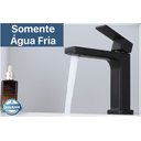 Ver imagem 2 de Torneira Água Fria em Metal Preto Fosco Quadrada Baixa de Bancada