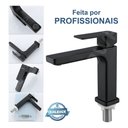 Ver imagem 3 de Torneira Água Fria em Metal Preto Fosco Quadrada Baixa de Bancada