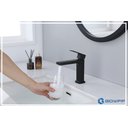 Ver imagem 6 de Torneira Água Fria em Metal Preto Fosco Quadrada Baixa de Bancada