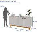 Ver imagem 5 de Buffet para Sala de Jantar 4 Portas com Pés de Madeira Maciça Suécia