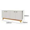 Ver imagem 5 de Buffet para Sala de Jantar 4 Portas com Pés de Madeira Maciça Suécia Off White/Nevaska/Cerejeira
