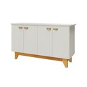 Ver imagem 3 de Buffet para Sala de Jantar 4 Portas com Pés de Madeira Maciça Suécia Off White/Nevaska/Cerejeira