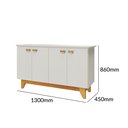 Ver imagem 6 de Buffet para Sala de Jantar 4 Portas com Pés de Madeira Maciça Suécia Off White/Nevaska/Cerejeira