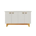 Ver imagem 2 de Buffet para Sala de Jantar 4 Portas com Pés de Madeira Maciça Suécia Off White/Nevaska/Cerejeira