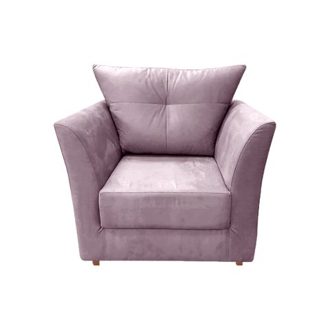 Poltrona Decorativa Isis Suede Rose Pés Madeira Ms Decor