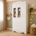 Ver imagem 7 de Guarda Roupa Infantil Peroba Clara 3 Portas 2 Gavetas Branco