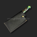 Ver imagem 2 de Cutelo Artesanal Sg em Aço Inox 3mm - Cabo em Resina com Bainha:10'' (25cm)