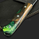 Ver imagem 4 de Cutelo Artesanal Sg em Aço Inox 3mm - Cabo em Resina com Bainha:10'' (25cm)