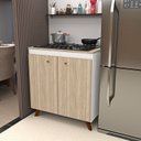 Ver imagem 2 de Balcão 2 Portas para Cooktop 4 Bocas Bege/Carvalho/Branco